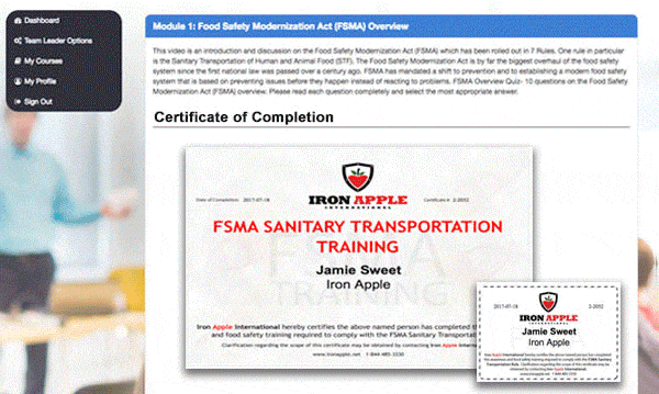 Iron Apple FSMA Training Program